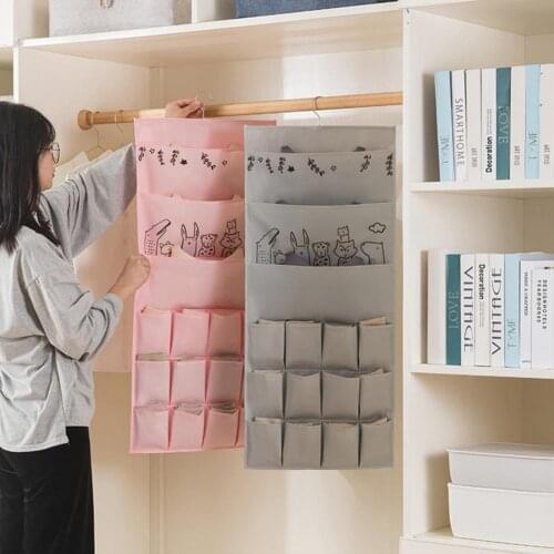 Underware Storage Pouch Foldable Storage Bag Double Sided Breathable PEVA Foldable Underwear Hanging Storage Bag for Bedroom