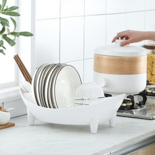 Dish Drying Rack Oval Shaped Drainer with Utensil Holder Plate Bowl Cutlery Storage Container Vegetable Basket Kitchen