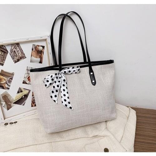 Ladies Fashion Shoulder Bag Classic Vegetable Basket Female Bag Oxford Cloth Shoulder Bag Polka Dot Scarf Female Bag Big Bag
