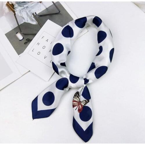 Yishine New 60x60cm Women Multifunction Polyester Silk Scarf Dot Butterfly Rose Prints Satin Small Square Wraps Scarves Shawl
