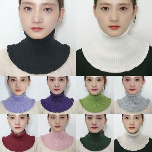 Ele-choices Women Winter Turtleneck Collar Solid Color Breathable Knitted Scarf Neck Gaiter for Daily Wear