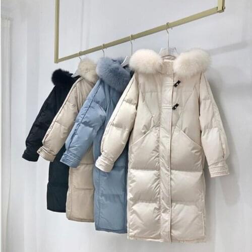 SEDUTMO Winter Real Fox Fur Hooded Duck Down Jackets Women Long Slim Thick Warm Coat Autumn Fashion Oversize Parkas ED1448