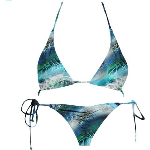 2021 Fashion Casual Sexy Beach DIY Custom Design Logo Adjustable T-shaped Micro Lace Women Bikini Forever Young Swimwear