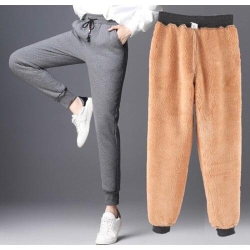 2021 Thick Loose Warm Sports Pants for Women Winter Womens Pants Velvet Lamb Cashmere Plus Size S-5Xl High Waist