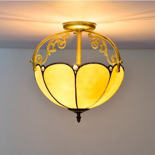 30cm European-Style Warm Yellow Simple Mediterranean Multi-Color Glass Restaurant Bedroom Corridor Corridor Glass Ceiling Lamp