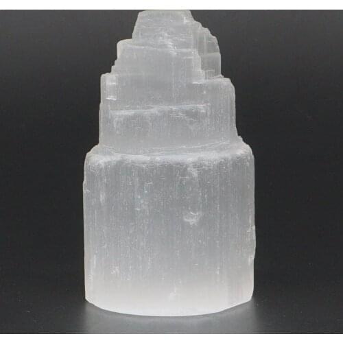 60 mm Tower Natural Morocco Selenite Spiral Satin Spar Crystal Healing Reiki Gemstone Decor