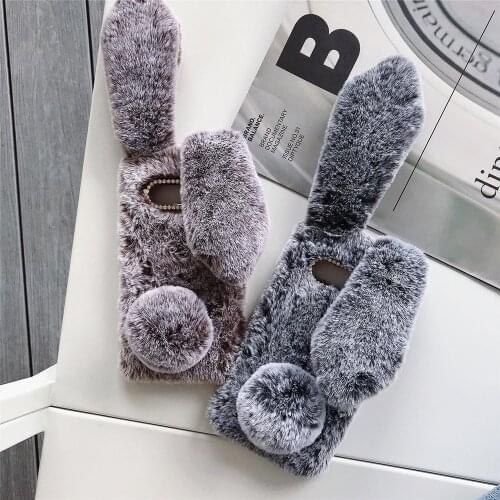 A71 A51 A31 A21S Fluffy Rabbit Fur Case For Samsung Note 20 20 Ultra 10 10+ 9 8 5 S20 S10 S9 S8 S7 S6 Edge A70 A50 A30 A20 A10