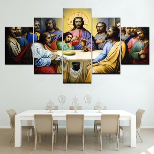 Embroidery 5D Diamond Cross Stitch 5 Pcs Painting Last Supper By Da Vinci Christian Home Decor Full Round Drill Picture Wall Art