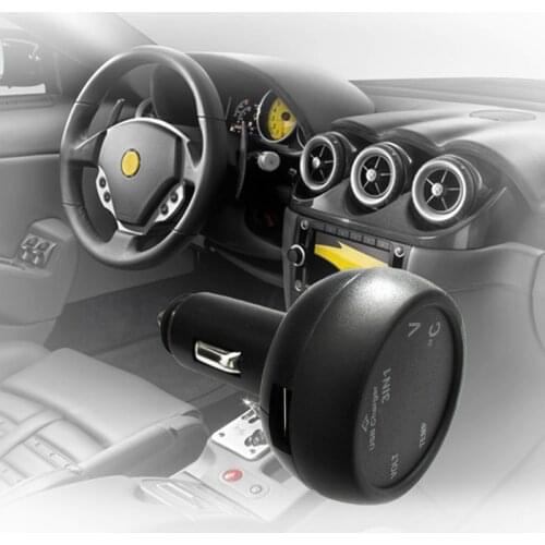 Auto Car USB Charger Cigarette Lighter 12V/24V Temperature Meter Voltmeter 3 in 1 Digital LED car Voltmeter Thermometer