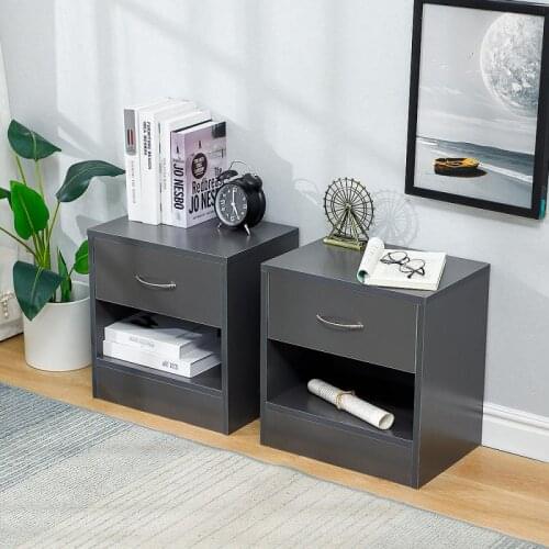 2pcs Black Nightstands Cabinet Bedroom Home Furniture 2 Drawers Chest Bed Stand Cabinet table de chevet 41*28*39CM HWC