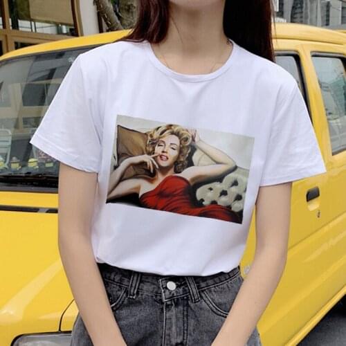 Summer Fashion Marilyn Monroe Print T-shirt Casual Harajuku Tops T Shirt For Women Lady Girls Clothes Vintage Streetwear Female