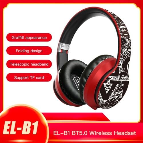 Hufeel Wireless Headphones Graffiti Design Bluetooth Headphone Foldable Noise Cancelling Earphone with Mic Support TF Card phone