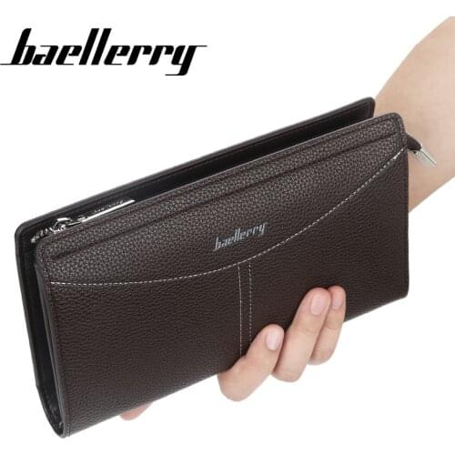 New Baellerry Men Clutch High Quality Large Capacity Men Wallets Card Holder Male Purse Zipper Brand PU Leather Wallet For Men