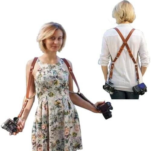 2.5cm Width Rivet Retro Brace Vintage Men Acessorios Travel Camera Strap Photographer Women Suspender Leather Masculino