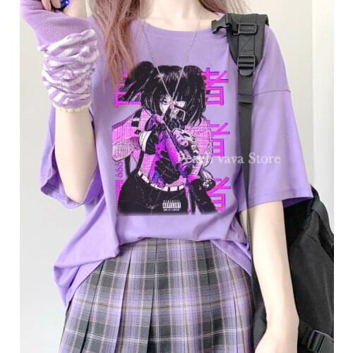 Mech Warrior Sweet Girls Cute Cartoon Japanese Streetwear Harajuku Kawaii Casual Tops Ulzzang Punk Vintage JK Goth Women T-Shirt