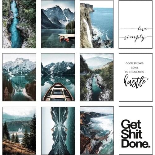 Seascape Natural scenery Mountain And River Decoration Landscape Painting Poster, living room sofa background wall Canvas Art