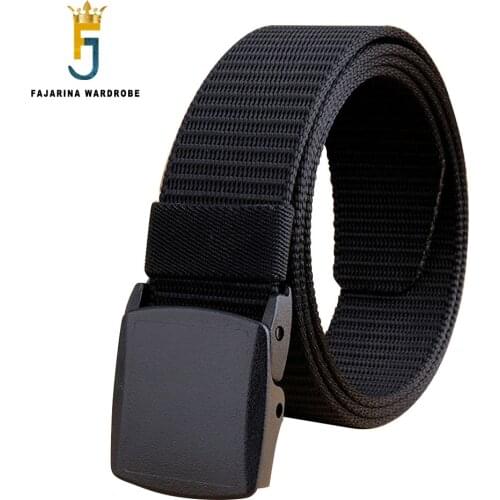 FAJARINA High Quality Automatic Plastic Buckle Nylon Belts for Men Design Fashion Styles 105-125cm Length 3.8cm Width CBFJ0077