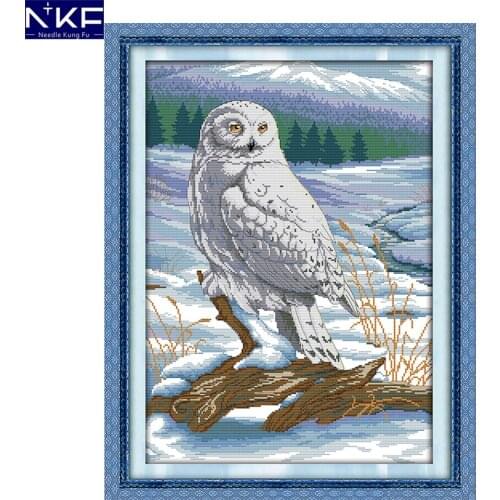 NKF Snow Eagle Stamped Cross Stitch Pattern 11CT 14CT DIY Needlework Embroidery Chinese Cross Stitch Set for Home Decor