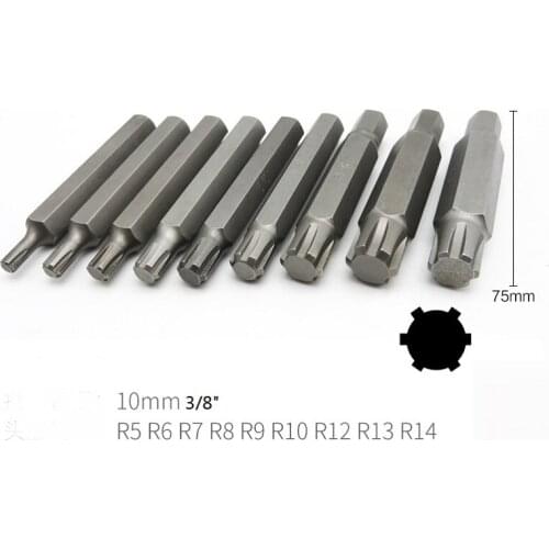 New 9Pc R5-R14 Screwdriver Set Bits L75MM Remove engine cylinder head screws