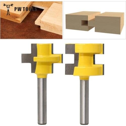 2pcs 1/4" Milling Cutter Kit Shank Tongue & Groove Router Bit Set 3 Teeth T-shape Wood Accessories Woodworking Tools