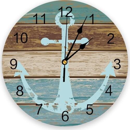 Turquoise Plank Anchor Texture 3D Wall Clock Modern Design Brief Living Room Decoration Kitchen Clock Art Wall Watch Home Decor