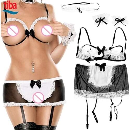 New Hot Women Cosplay Exotic TB-0068 Women French Cosplay Maid Uniform Lingerie Sexy Halloween Costume Set Uniform Dress