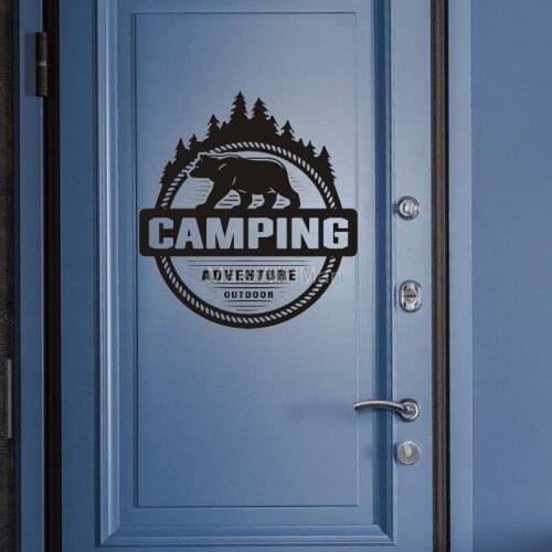 Camping Decor Adventure Outdoor Bear Walking Woods Vinyl Wall Decal Kitchen Dining Room Sticker Art Sticker