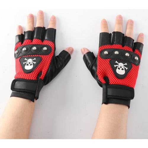 Skulls Rivet PU Leather Fingerless Gloves Men Women Fashion Hip Hop Womens Chain Punk Gloves Half Finger Mens Gloves