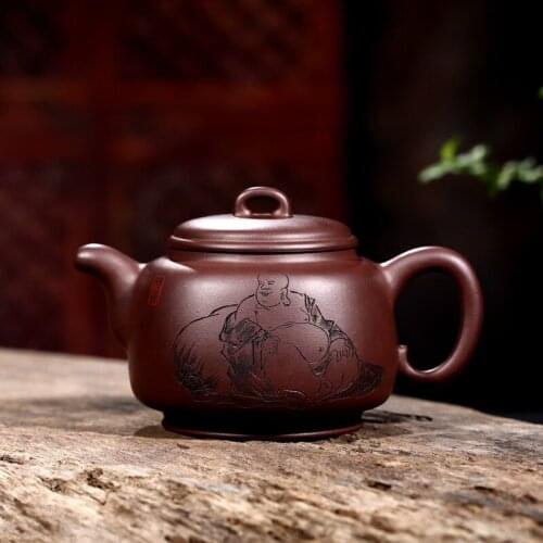 Recommended yixing all hand undressed ore jade chopstick purple clay teapot famous engraving LOGO custom gift tea set