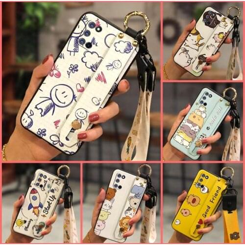 Lanyard Kickstand Phone Case For OPPO A52/A72/A92 Back Cover Original Cartoon New Arrival