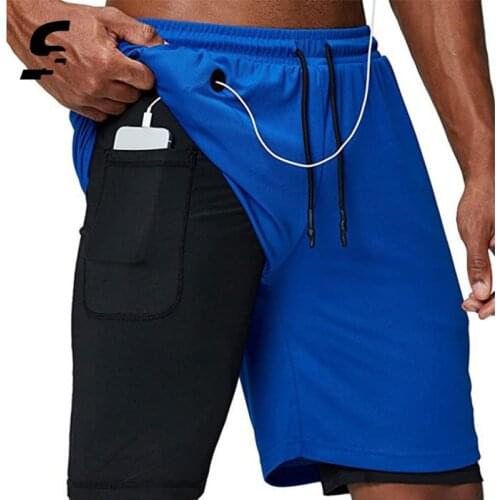Running Shorts Men 2 In 1 Shorts Men Gyms Fitness Quick Dry Shorts Male Workout Sport Basketball Pants Jogging Double Deck Pants