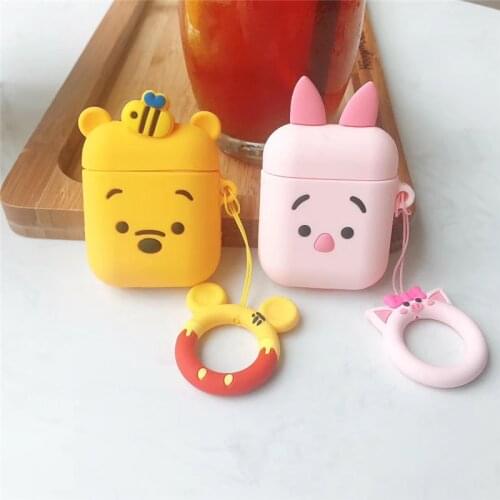 Disney Cartoon Winnie the Pooh Silicone Cases For Airpods 1 2 Pro Protective Bluetooth Wireless Earphone Charging Cover