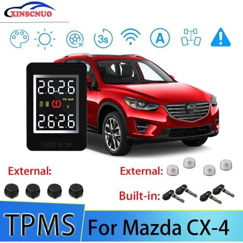 XINSCNUO Car TPMS For Mazda CX-4 Tire Pressure And Temperature Monitoring System With 4 Sensors