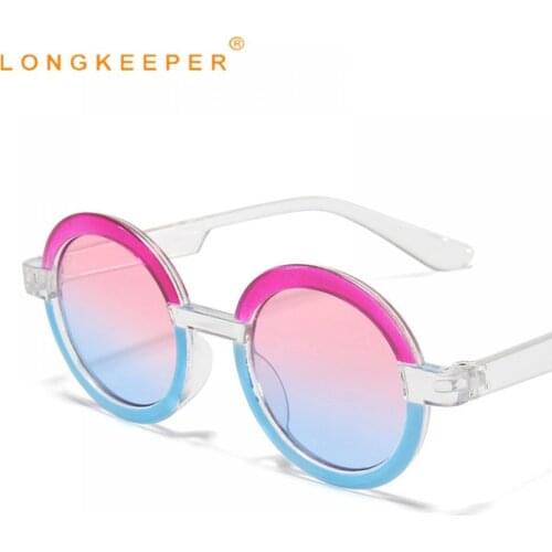 LongKeeper 2021 Retro Round Kids Sunglasses Boys Girls Children Colorful Sun Glasses Baby Outdoor Goggle Shades Infantil Gafas