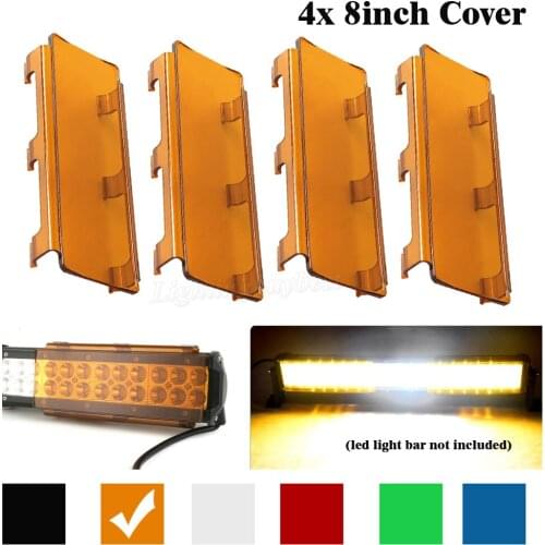 32" inch Snap On 4x 8" inch LED Work Light Bar Dust Proof Protective Cover Shell Amber Clear Black Red Green Blue Color Offroad