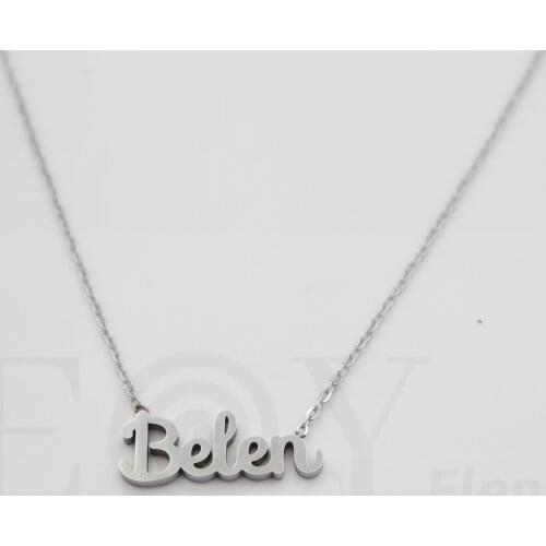 Collar De Acero Inox Con Nombre De Belen Color Plata Alta Calidad Envió Desde España
