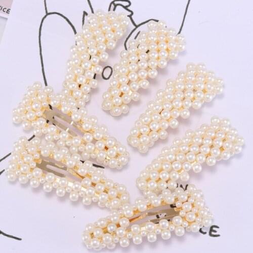 Pearl Hair Clips for Women Elegant Korean Design Snap Barrette Stick Hairpins BB Clip Fashion Pearl Hair Clip Hair Accessories