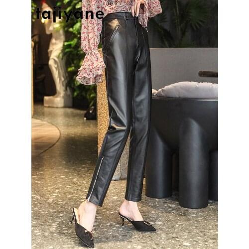 Tajiyane Trousers Women 100% Cowhide Leather Pants Korean Fashion Pencil Pants Plus Size 4xl Spring 2021 Pantalon Femme Pph4519