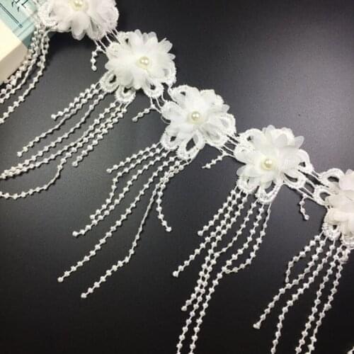 1 yard Tassel Lace Trim Wedding Dress Ribbon Embroidered Applique DIY Clothing accessories Sewing