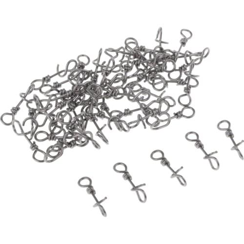 50pcs Smooth Fishing Clips Connectors Snaps Freshwater & Saltwater