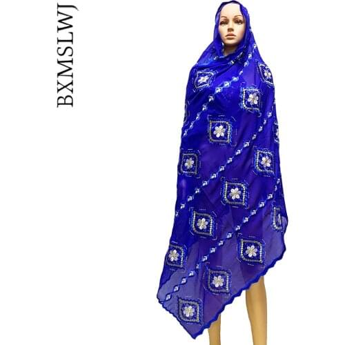 African Woman Casual Pashmina Shawl Islamic Cotton Scarf Muslim Style Embroidery Fabric Turban for Hijabs Wholesale Hijabs LH178