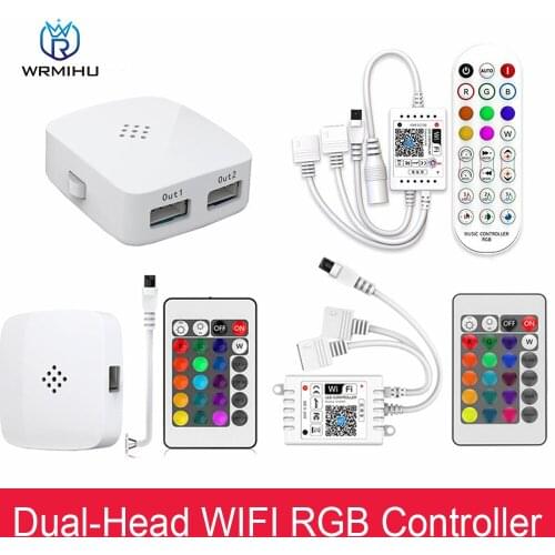 DC12-24V LED New Dual-Head Multi-Function 24-Key IR Phone APP Remote Control WiFi Voice RGB Colorful Light Strip Controller