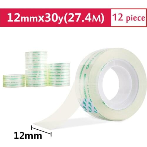Deli High Translucent Student Stationery Tape 12mm*30y (27.4m / Roll ) 12 Rolls / Lot Office Supplies 30015