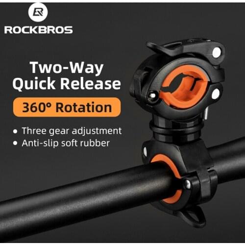 ROCKBROS Bicycle Light Holder Front Flashlight Lamp Rotating Non-slip Double Holder MTB Road Bike Cycling Accessories