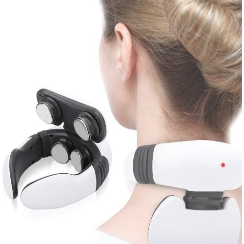 Smart 4D Magnetic Pulse Heated Electric Shoulder Neck Massager Fatigue Pain Relief Cervical Massage with Remote Control