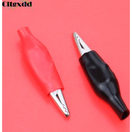 Cltgxdd 1pcs Black and Red with Plastic Boot 28mm Metal Alligator Clip G98 Crocodile Electrical Clamp for Testing Probe Meter