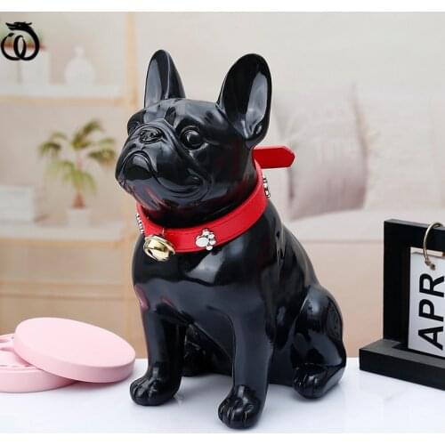 WU CHEN LONG European French Bulldog Art Sculpture Animal Statue Luxurious Figurine Creative Resin Craft Home Decoration R6020