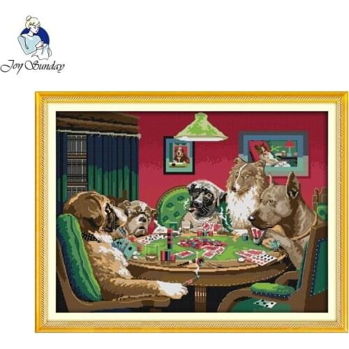 Joy Sunday Dogs Game Cross Stitch Christmas Hand-embroidered Needlework Embroidery Stamped Counted Cross Stitch Home Decoration