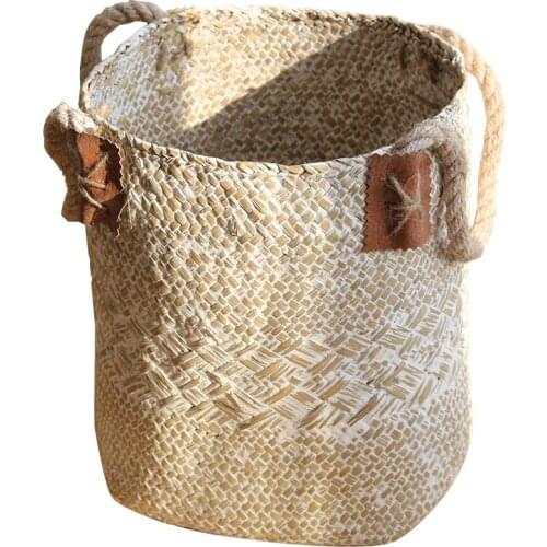Plant Container Flower Basket Indoor Flower Pot Hand Woven Storage Bin Organizer with Handles Modern Farmhouse Home Garden Decor