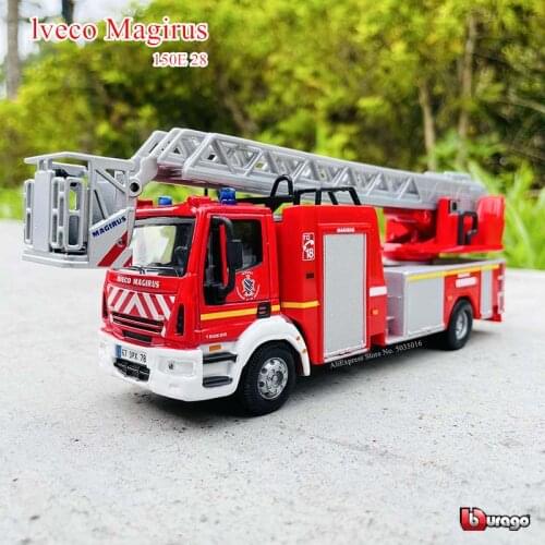 Bburago 1:50 lveco Magirus 150E 28 fire truck engineering vehicle die-casting metal childrens toy gift simulation alloy car